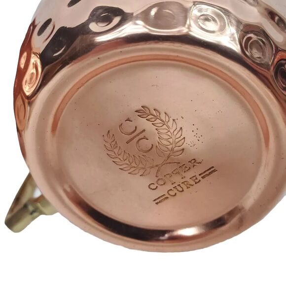 Copper Cure Moscow Mule Mugs Hammered Cup x2 + Straws & Wood Coasters - New! - Picture 6 of 6